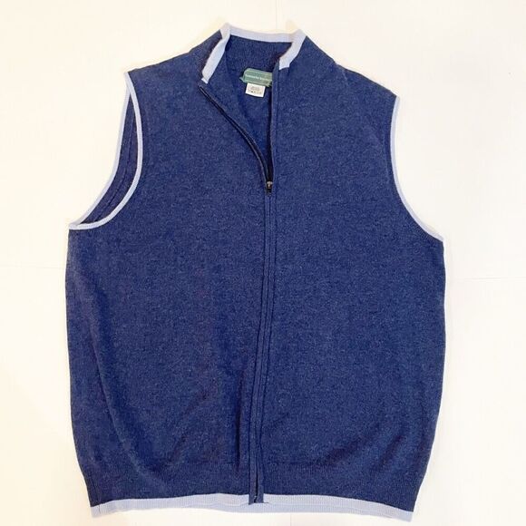Hammacher Schlemmer The Gentleman's Cashmere Vest Zip Front Size XXL Blue - Picture 5 of 5